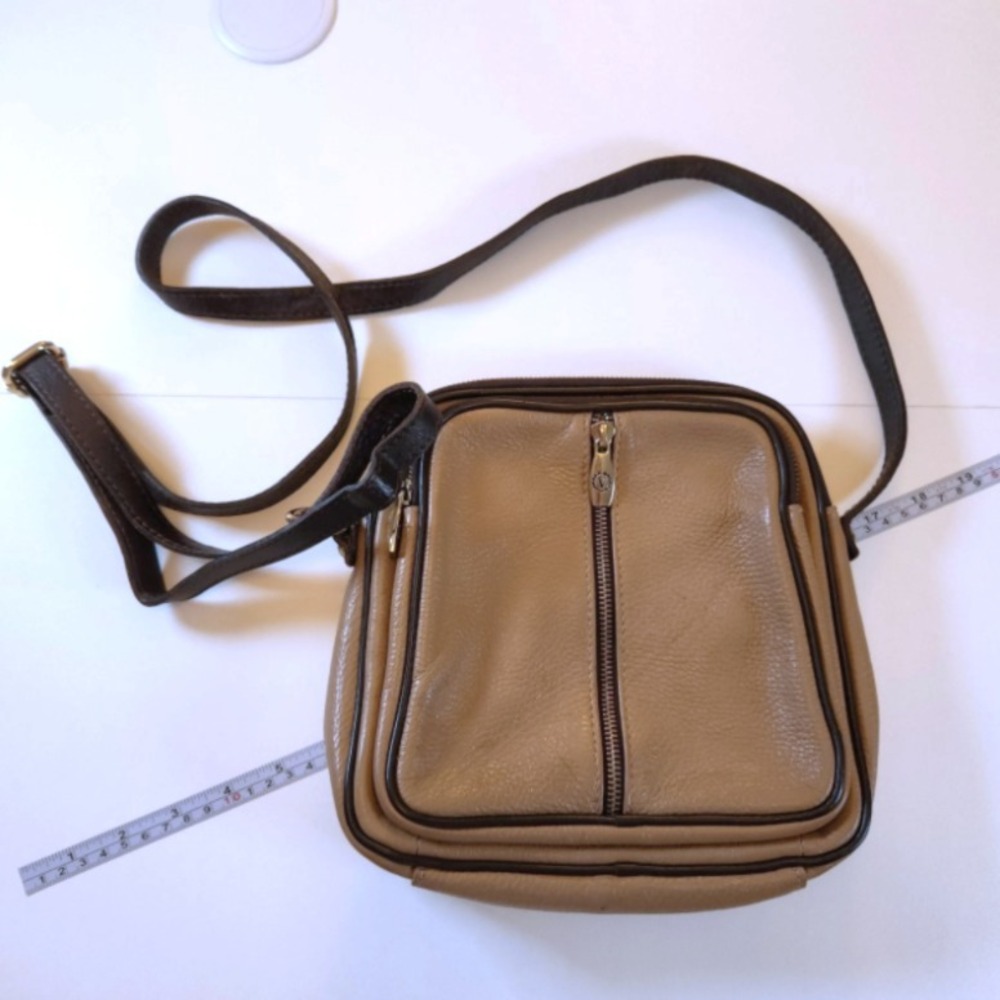 VALENTINA Pebbled Leather Crossbody Bag Purse Made in Italy Brown